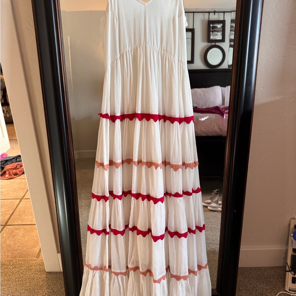 White and Red Maxi Dress